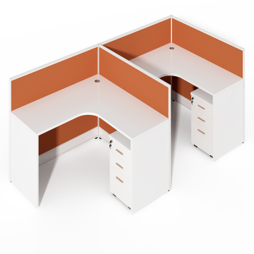 Chất lượng cao văn phòng hiện đại Cubicle L Bàn hình cong với kính để tiếp nhận ISO9001