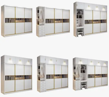 Nordic Solid Wood Ecological Sliding Door Wardrobe