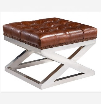 X-Shaped Leather Ottoman 1015