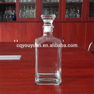 thick wall clear 750ml square glass bottle for liquor