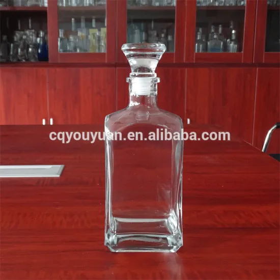 thick wall clear 750ml square glass bottle for liquor