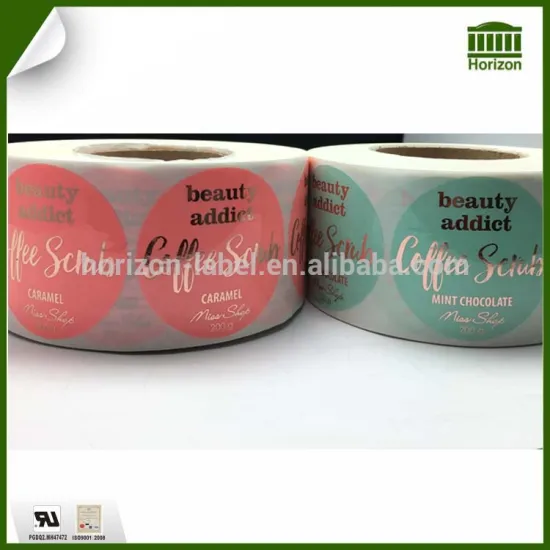 Gloss Paper Colorful Chocolate Label Stickers with gold Stamping