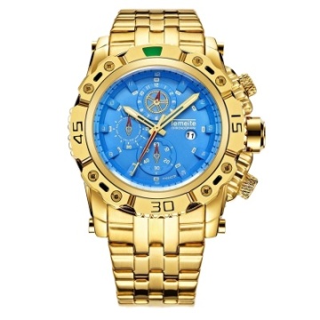 Top Brand Luxury Men's Watch: Big Size Golden Quartz Wristwatch - Relevance to 'TEMEITE 013G'