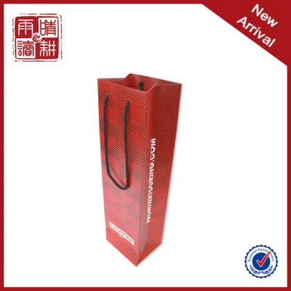 Imported wine bottle paper bags paper packaging bags with pp rope