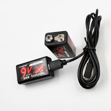 High Quality 1000mAh 9V Lithium Ion Rechargeable Battery with USB-C Charging