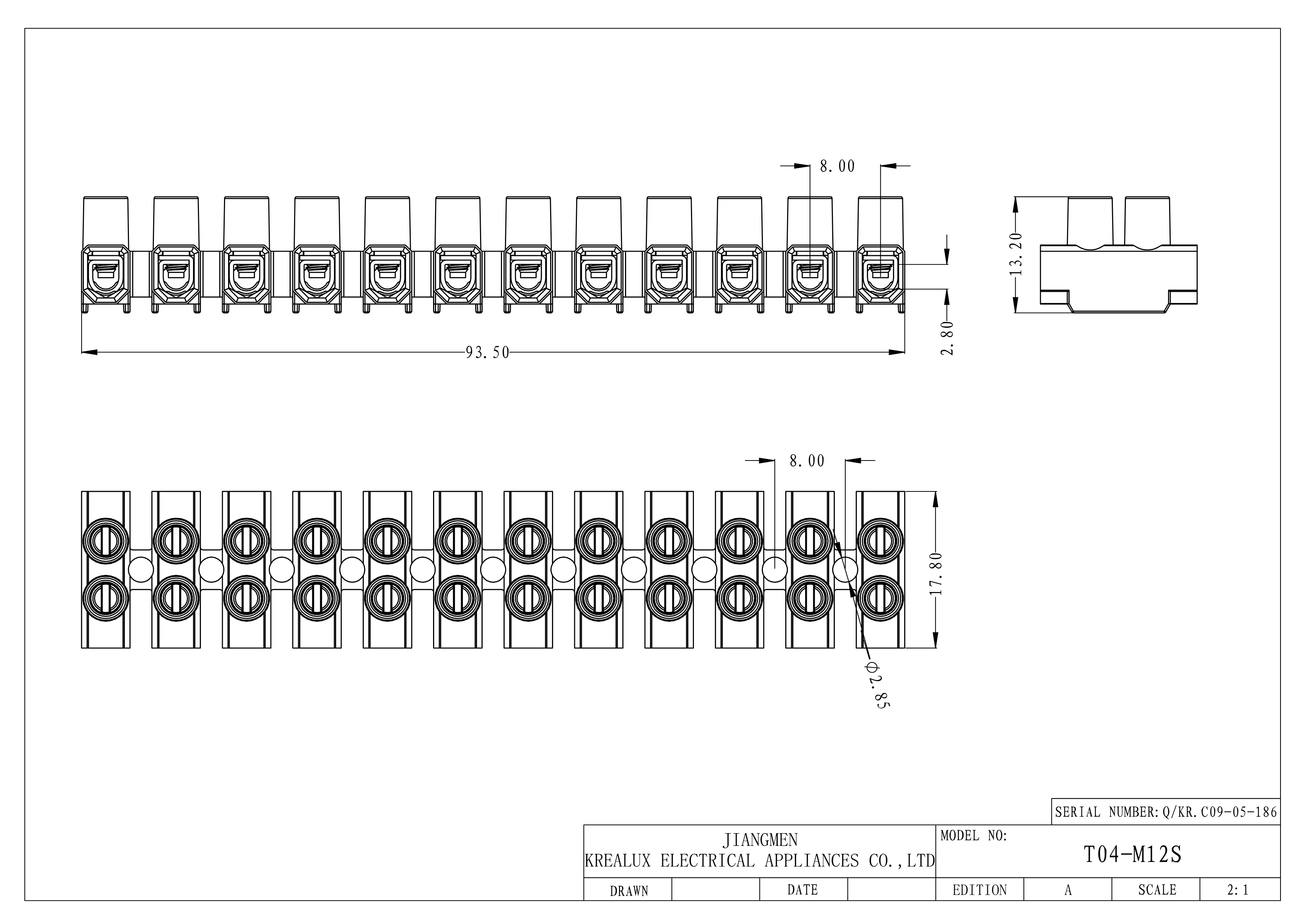 UL94V-0 Polyamide66 Screw Fix Terminal Blocks