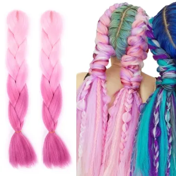 High Quality Ombre Pink 24 Inch PROTECTIVE STYLE LIGHTWEIGHT Jumbo Braids Braiding Hair Easy Braiding Synthetic Hair Extensions