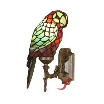 Antique Tiffany Stained Glass Table Lamp and Wall Lighting Set for Living Room and Bedroom