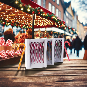 Christmas Lollipop Assortment: Spicy Sour Salty Bitter Tasteless Candy Canes for Children and Adults - Ornament Box Packaging