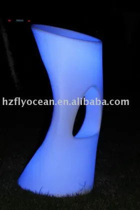FO-8547 Led bar furniture sets,plastic bar stool,led light stool