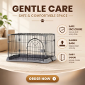 Jaula plegable de alambre de hierro para perros, puerta bloqueable, bandeja de plástico, perrera Rectangular pintada para viajes en interiores y exteriores