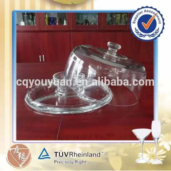 wholesale gift packing big wedding cake stand with glass dome