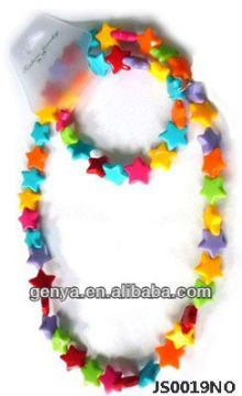 Fashion children jewelry set necklace and bracelet set with stars beads
