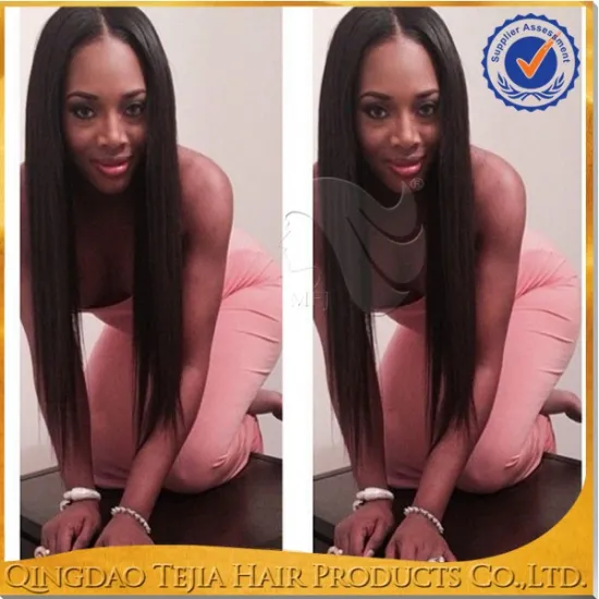 Unprocessed virgin brazilian middle part glueless full lace silky straight hair wig