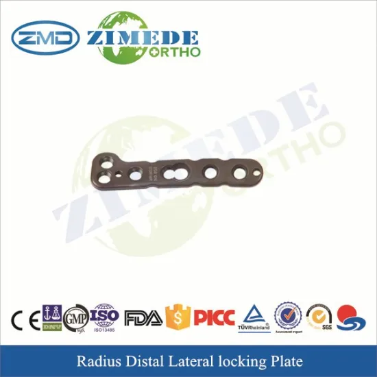 Orthopedic implant CE titanium AO mini Distal radius lateral locking fracture plate