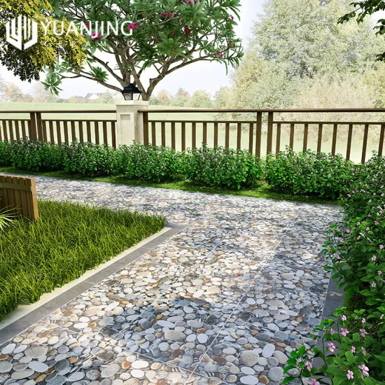 3D Pebble Look Slip-resistant Exterior Courtyard Floor Tiles - 400x400mm Balcony Decorative All-Porcelain Non-Slip Home Patio Tile