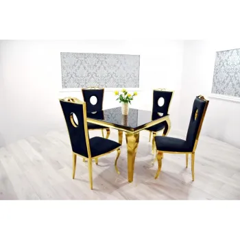 Hot-sale dining room furniture Marble table top Stainless steel table marble dining table set and chair combination