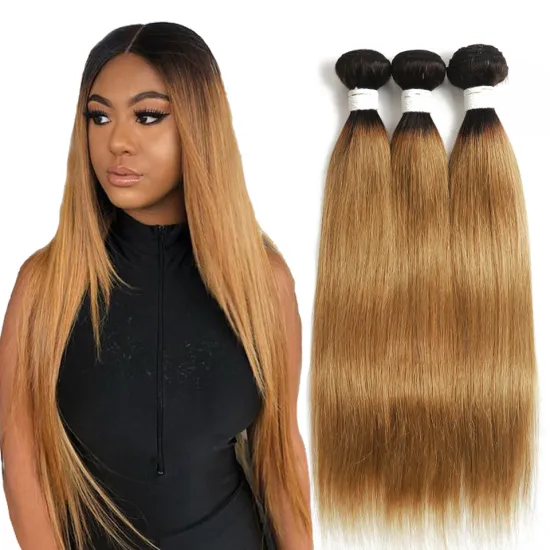 SPARK 10A Ombre Human Hair Bundles 1b/27 Brazilian Honey Blonde Straight Hair Extension Weave 34 36 38 40 Inch Cheap Hair Vendor
