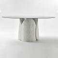 Table basse en verre rond en marbre moderne