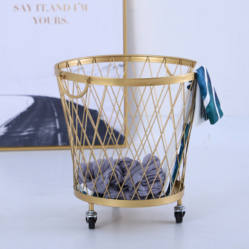 Nordic Simple Metal Wheel Bathroom Storage Basket