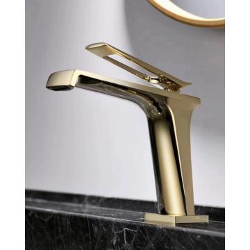 Golden Metal Material Luxury Waterfall Bathroom Basin Faucet