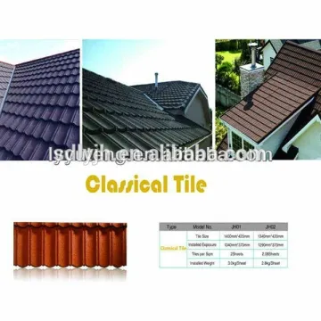 Wine red classical / bond stone coated steel roofing tile