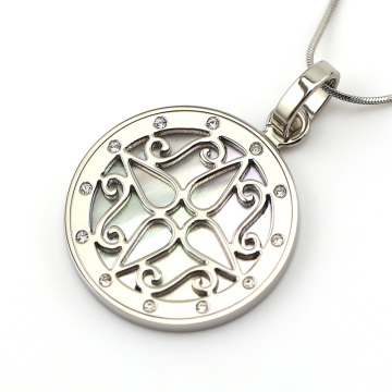Stainless steel round pendant with shell wholesale