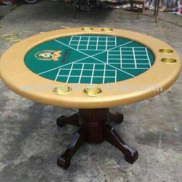 Deluxe 54 Inch Round Casino Poker Table With Solid Wood Leg