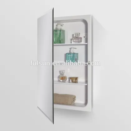 Recessed mount deep drawn mirror medicine cabinet