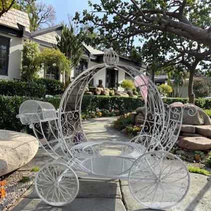 Royal Pumpkin Themed Customizable Large White Cinderella Carriage Horse Cart for Weddings and Parties