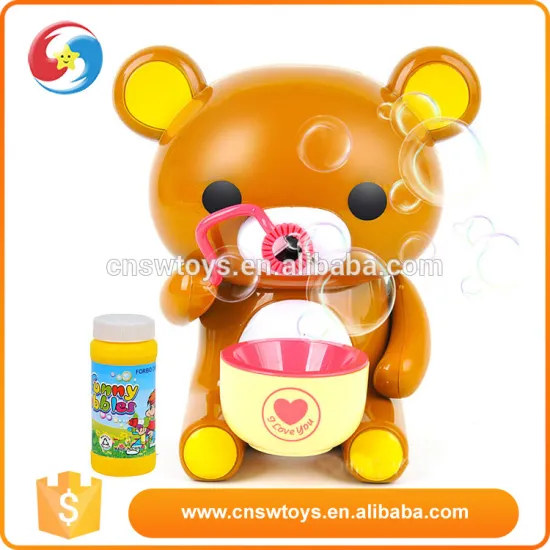 kids plastic bubble toys Automatical cartoon bear blow bubbles