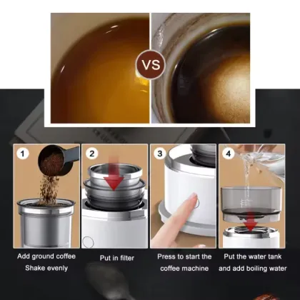 Portable Travel Coffee Maker: Mini Espresso Machine & Grinder