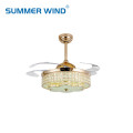 Cheap invisible retractable blade crystal luxury ceiling fan