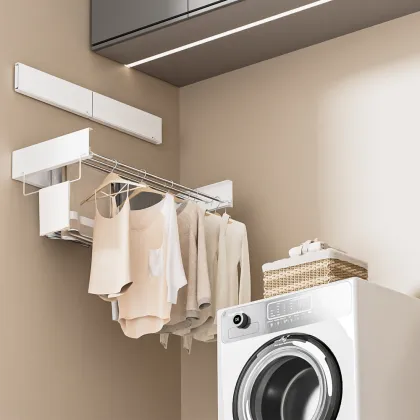 2025 New Retractable Clothes Drying Rack with Hook, Foldable for Home Use