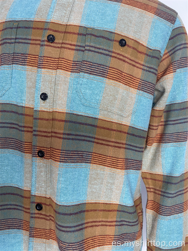 Camisa de bolsillo doble forrada de multicolor