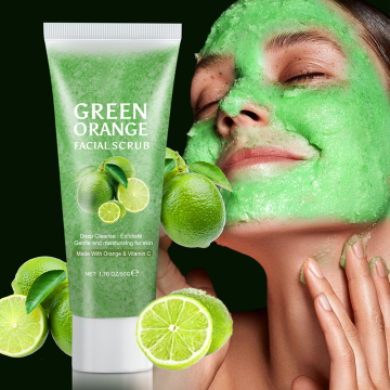 Meistverkaufte 50g Face Hautpflege Deep Cleanse Feuchtigkeitssprengte Peeling Green Orange Facial Scrub