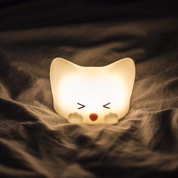 Soft Cat Multicolor Silicone Night Light with Adjustable Brightness and Cat Voice Simulator for Baby Nursery - Fast Shipment
