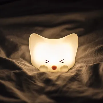 Soft Cat Multicolor Silicone Night Light with Adjustable Brightness and Cat Voice Simulator for Baby Nursery - Fast Shipment