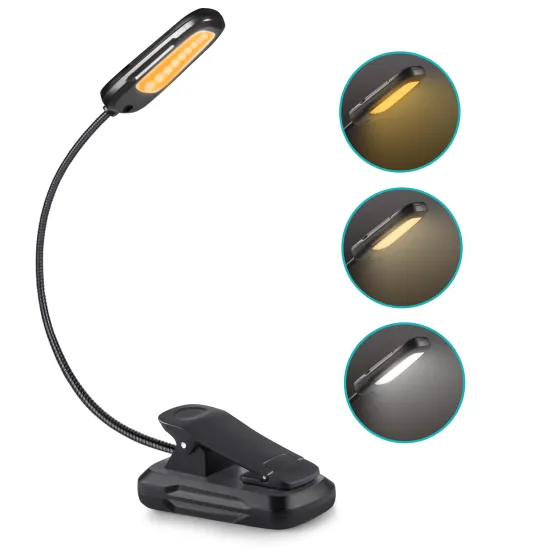Wholesale Adjustable 9 LED Book Lights - Clip-On Reading Lamps with Amber Warm Light