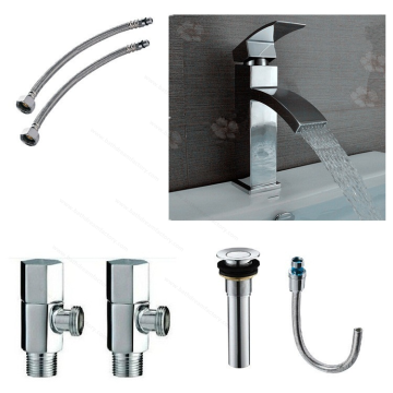 Square Faucet Set including Pipes Bathroom Vanity Cabinet Accessories Set