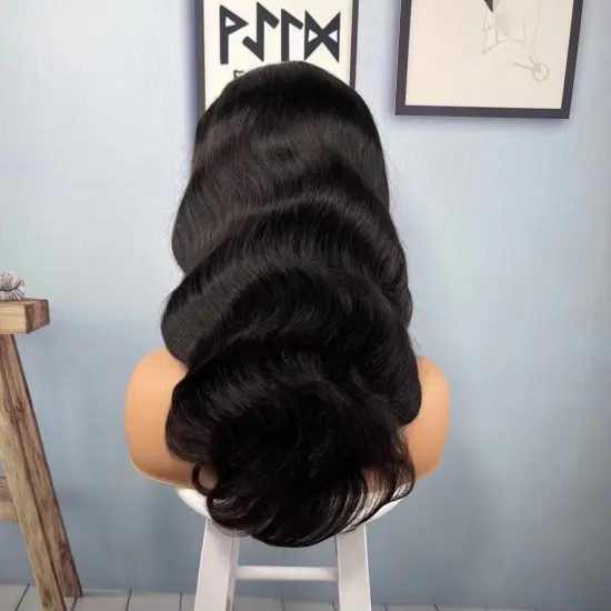 Wholesale Body Wave Human Hair Wig Long Raw Brazilian Hair Full Transparent Lace Frontal Wig For Black Women