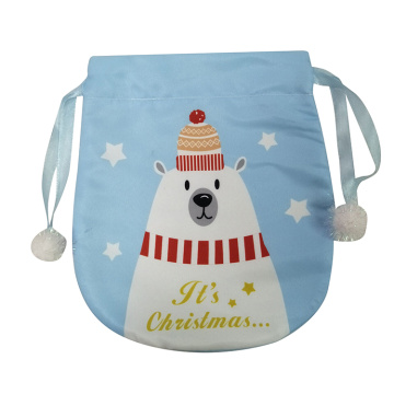 Mini sac cadeau de bonbons motif ours blanc noel