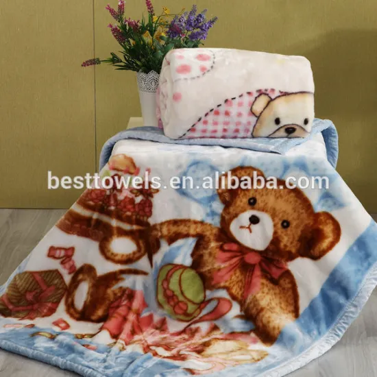 high quality 100% polyester baby raschel blanket