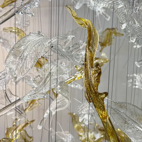 Luxury Clear Golden Leaves Custom Pendant Chandelier