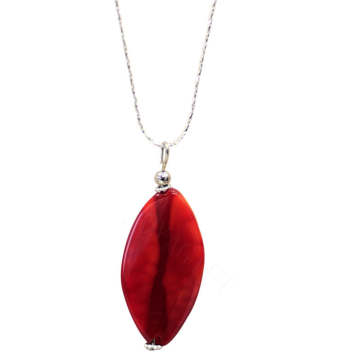 Natural Gemstone Agate Necklace with Silver Chain