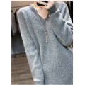 Korean version V-neck simple wool dress