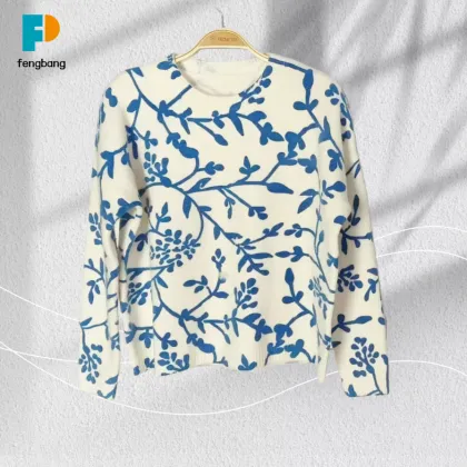 Active Printed Blue and White Knitted Sweater