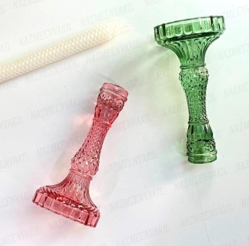 Retro colored Tapered Glass Candlestick Candle Holders