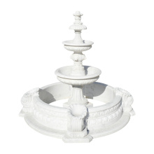 Luxury White Marble Tiered Carved Fountain Gardens Interiors