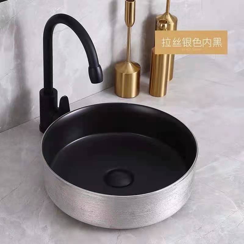 싱크대 목욕탕 목욕탕을위한 둥근 황금 세라믹 수채 최고 호화스러운 작풍 세면기